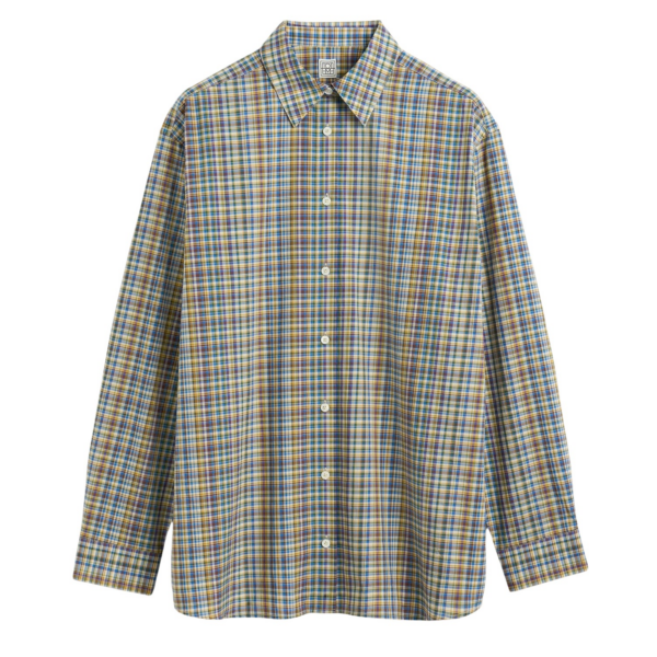 Totême Classic Check Shirt Blue/Orange - Tops - Scandinavian Minimalist Luxury at Luxury Shoes 