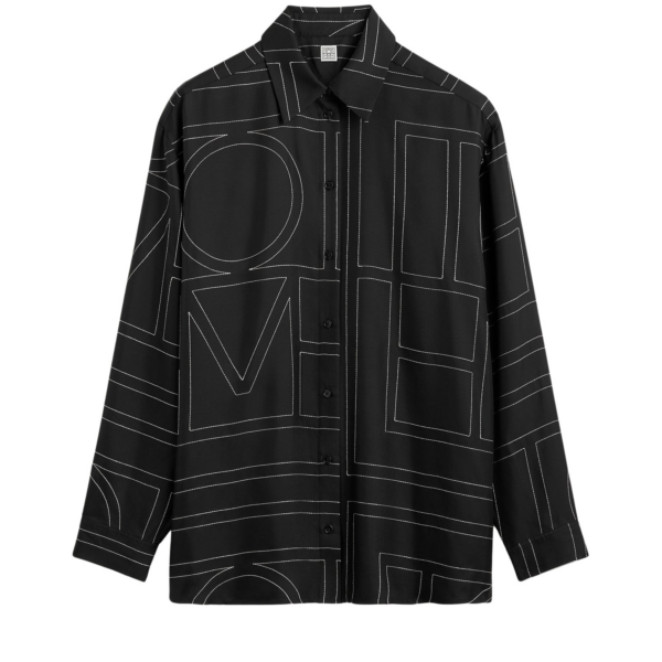 Totême Classic Embroidered Shirt Black - Tops - Scandinavian Minimalist Luxury at Luxury Shoes 