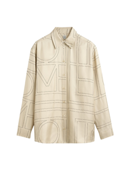 Totême Classic Embroidered Shirt Ivory - Tops - Scandinavian Minimalist Luxury at Luxury Shoes 