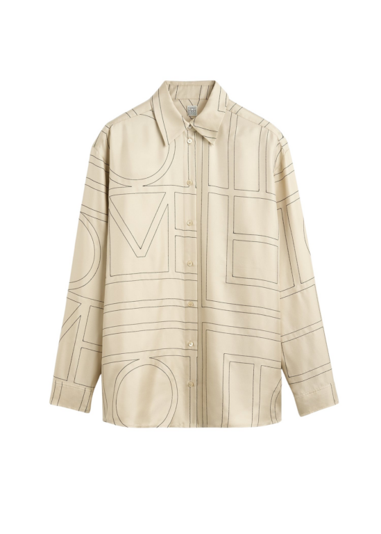 Totême Classic Embroidered Shirt Ivory - Tops - Scandinavian Minimalist Luxury at Luxury Shoes 