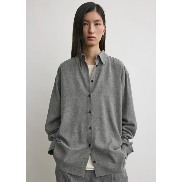 Totême Classic Fluid Shirt Mid Grey - Tops - Scandinavian Minimalist Luxury at Luxury Shoes 