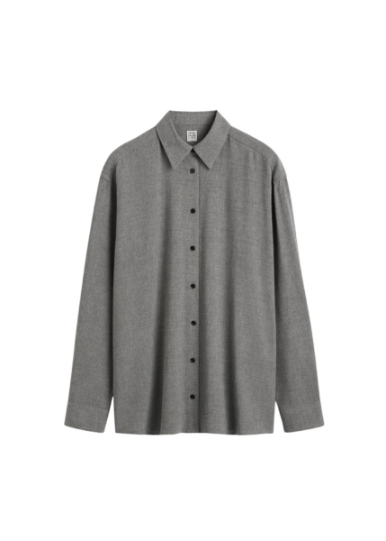 Totême Classic Fluid Shirt Mid Grey - Tops - Scandinavian Minimalist Luxury at Luxury Shoes 