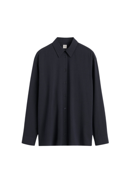 Totême Classic Fluid Shirt Navy - Tops - Scandinavian Minimalist Luxury at Luxury Shoes 