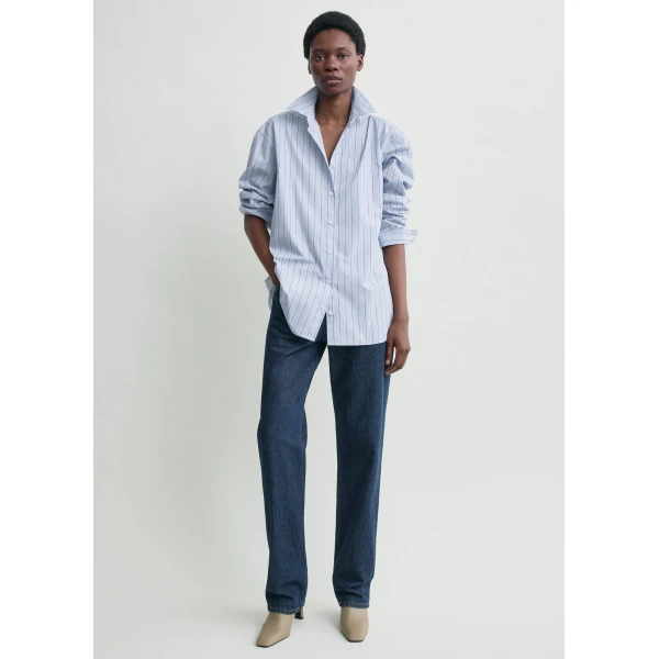 Totême Classic Stripe Shirt Ice/Azure - Tops - Scandinavian Minimalist Luxury at Luxury Shoes 