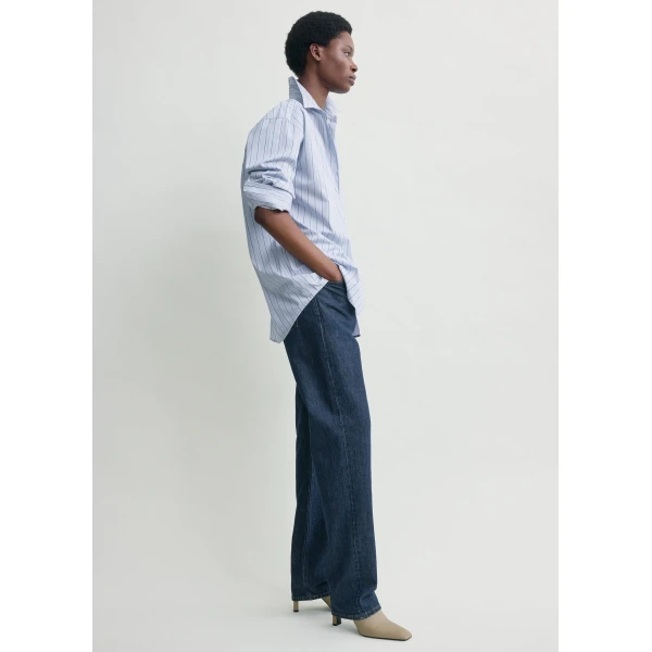 Totême Classic Stripe Shirt Ice/Azure - Tops - Scandinavian Minimalist Luxury at Luxury Shoes 