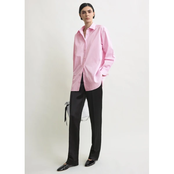 Totême Classic Tumbled Striped Shirt White/Bloom - Tops - Scandinavian Minimalist Luxury at Luxury Shoes 