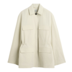 Totême Collared Drawstring Jacket Oyster - Jackets - Scandinavian Minimalist Luxury at Luxury Shoes 