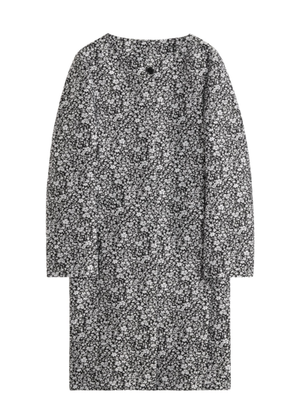 Totême Collarless Floral Coat White/Black - Coats - Scandinavian Minimalist Luxury at Luxury Shoes 