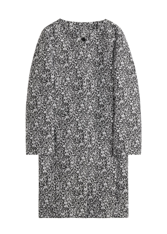Totême Collarless Floral Coat White/Black - Coats - Scandinavian Minimalist Luxury at Luxury Shoes 