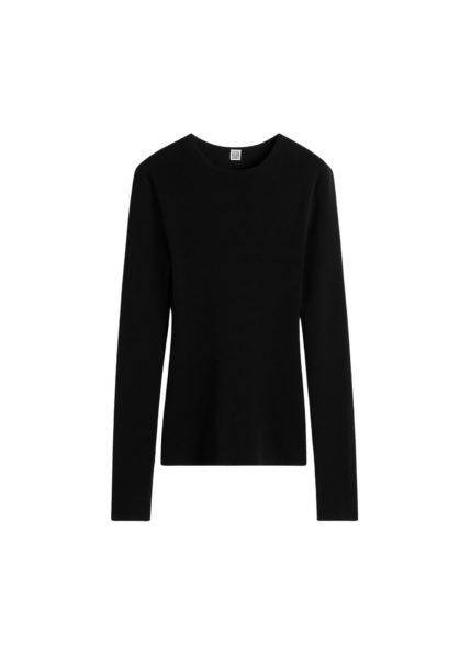Totême Compact Cotton Top Black - Tops - Scandinavian Minimalist Luxury at Luxury Shoes 