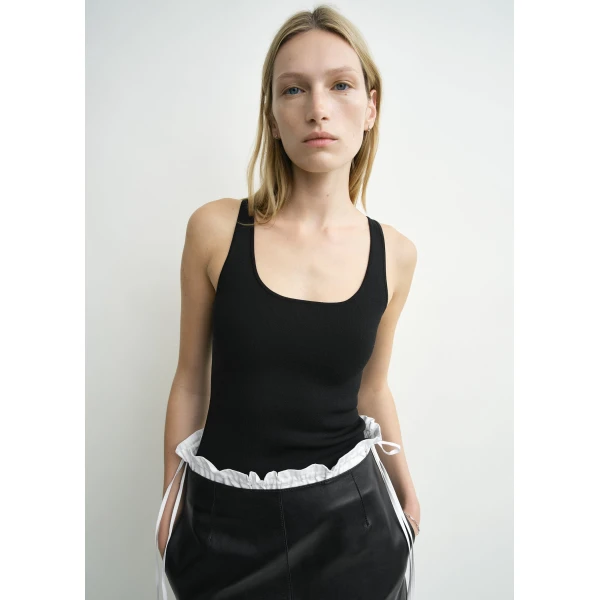 Totême Compact Knit Tank Black - Tops - Scandinavian Minimalist Luxury at Luxury Shoes 