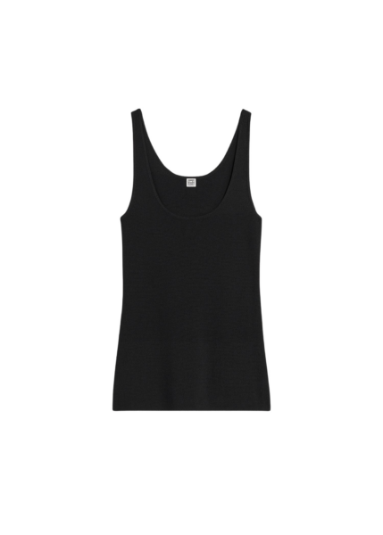 Totême Compact Knit Tank Black - Tops - Scandinavian Minimalist Luxury at Luxury Shoes 