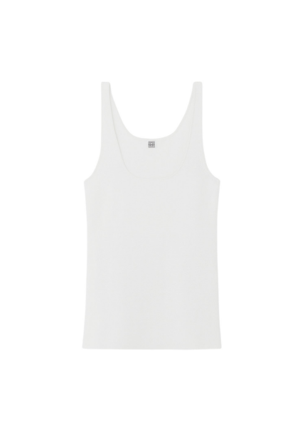 Totême Compact Knit Tank White - Tops - Scandinavian Minimalist Luxury at Luxury Shoes 