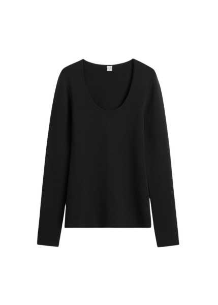 Totême Compact Knit Top Black - Tops - Scandinavian Minimalist Luxury at Luxury Shoes 