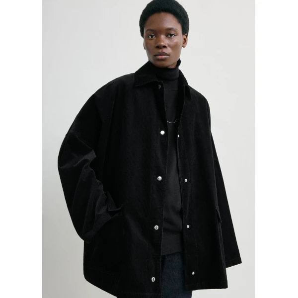 Totême Cord Overshirt Jacket Black - Jackets - Scandinavian Minimalist Luxury at Luxury Shoes 
