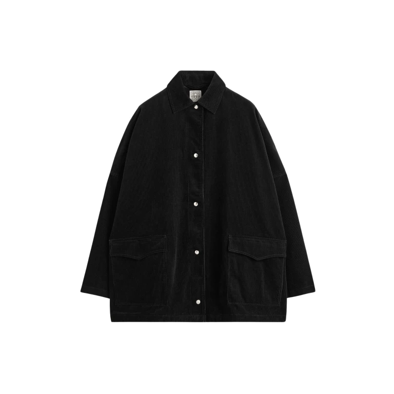 Totême Cord Overshirt Jacket Black - Jackets - Scandinavian Minimalist Luxury at Luxury Shoes 