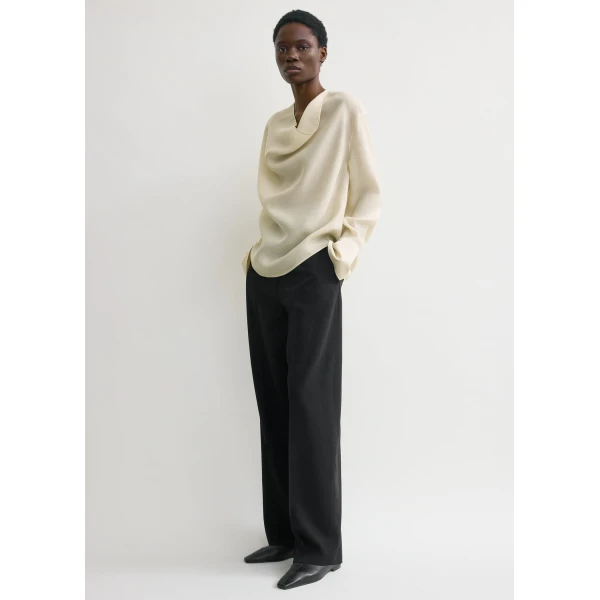 Totême Cowl Blouse Ecru - Tops - Scandinavian Minimalist Luxury at Luxury Shoes 