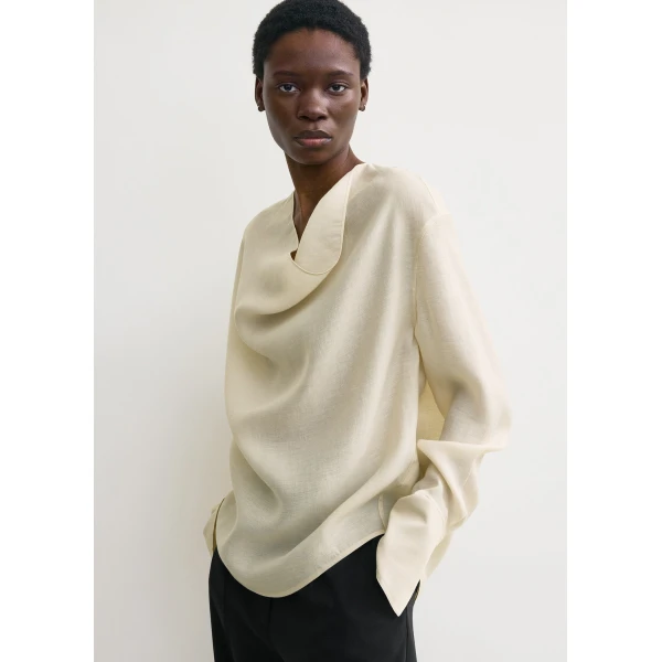 Totême Cowl Blouse Ecru - Tops - Scandinavian Minimalist Luxury at Luxury Shoes 
