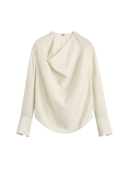 Totême Cowl Blouse Ecru - Tops - Scandinavian Minimalist Luxury at Luxury Shoes 