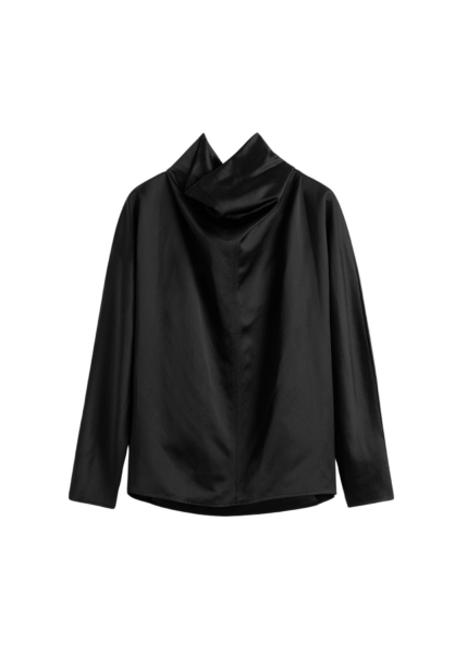 Totême Cowl Neck Blouse Black - Tops - Scandinavian Minimalist Luxury at Luxury Shoes 