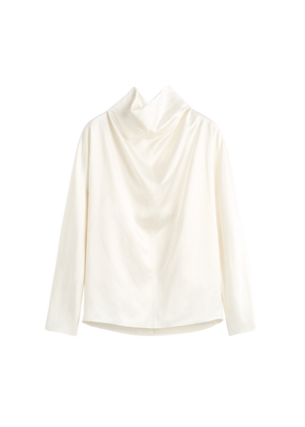 Totême Cowl Neck Blouse White - Tops - Scandinavian Minimalist Luxury at Luxury Shoes 