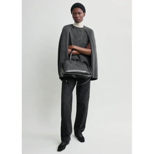 Totême Crew Cape Knit Dark Grey - Knitwear - Scandinavian Minimalist Luxury at Luxury Shoes 