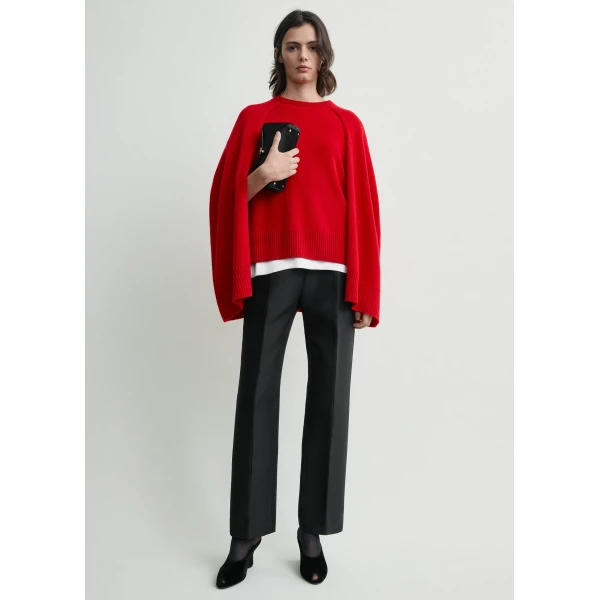 Totême Crew Cape Knit Poppy - Knitwear - Scandinavian Minimalist Luxury at Luxury Shoes 