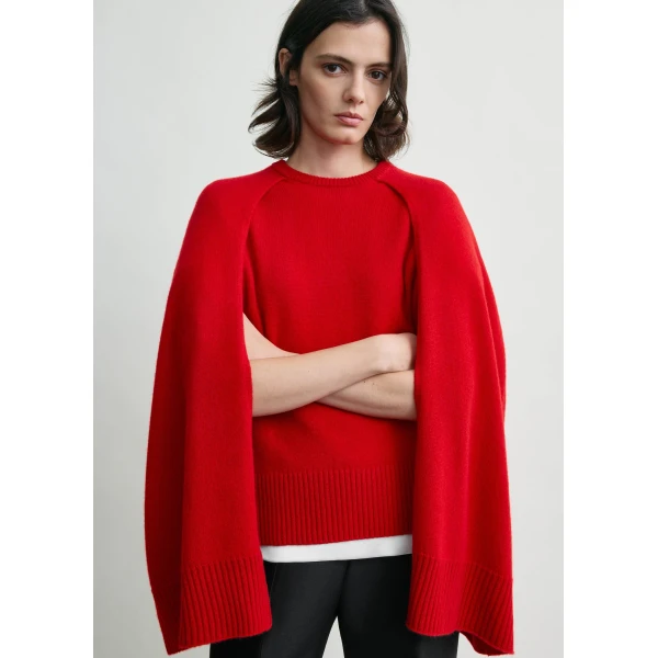 Totême Crew Cape Knit Poppy - Knitwear - Scandinavian Minimalist Luxury at Luxury Shoes 