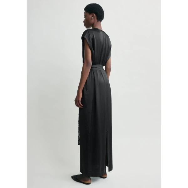 Totême Crew Satin Dress Black - Dresses - Scandinavian Minimalist Luxury at Luxury Shoes 