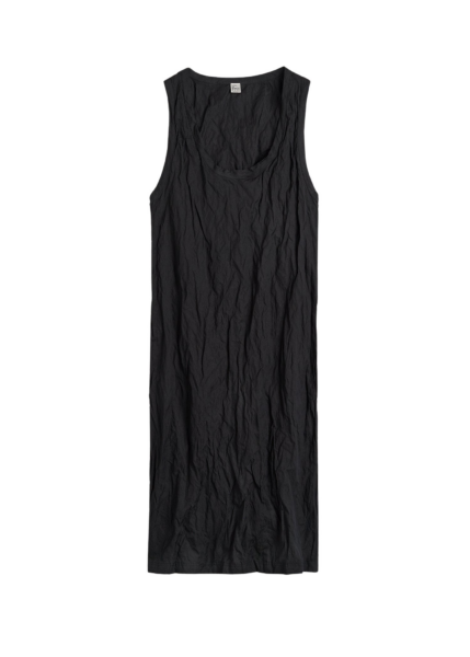 Totême Crinkled Cotton Tank Dress Black - Dresses - Scandinavian Minimalist Luxury at Luxury Shoes 