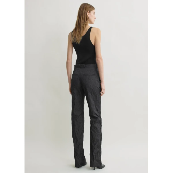 Totême Crinkled Cotton Trousers Black - Pants - Scandinavian Minimalist Luxury at Luxury Shoes 