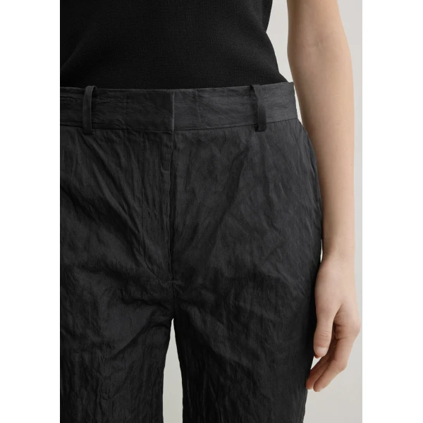 Totême Crinkled Cotton Trousers Black - Pants - Scandinavian Minimalist Luxury at Luxury Shoes 