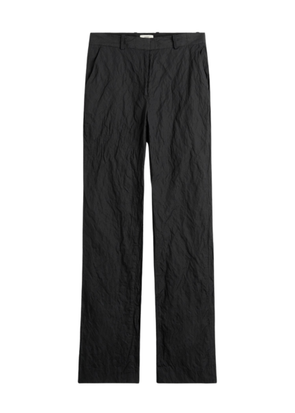 Totême Crinkled Cotton Trousers Black - Pants - Scandinavian Minimalist Luxury at Luxury Shoes 
