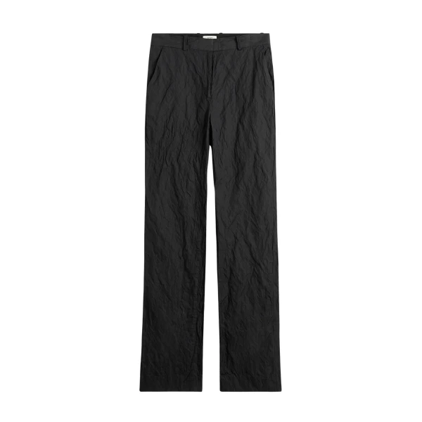 Totême Crinkled Cotton Trousers Black - Pants - Scandinavian Minimalist Luxury at Luxury Shoes 