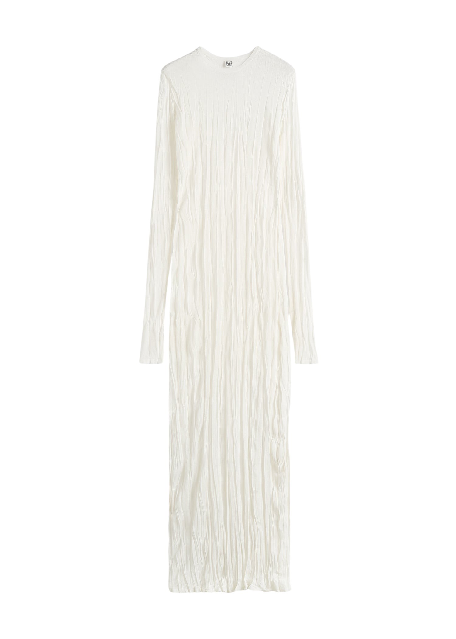 Toteme-Crinkled-Knit-Long-Sleeve-Dress-White71893_nobg Totême Crinkled Knit Long-Sleeve Dress White - Dresses - Scandinavian Minimalist Luxury at Luxury Shoes