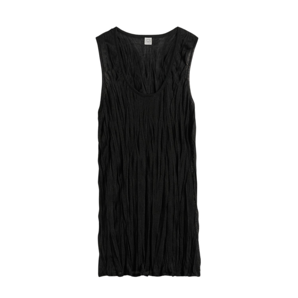 Totême Crinkled Knit Tank Black - Tops - Scandinavian Minimalist Luxury at Luxury Shoes 