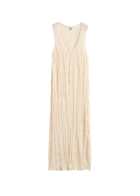 Totême Crinkled Knit Tank Dress Pale Apricot - Dresses - Scandinavian Minimalist Luxury at Luxury Shoes 