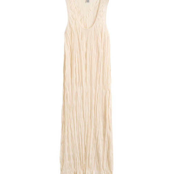 Totême Crinkled Knit Tank Dress Pale Apricot - Dresses - Scandinavian Minimalist Luxury at Luxury Shoes 