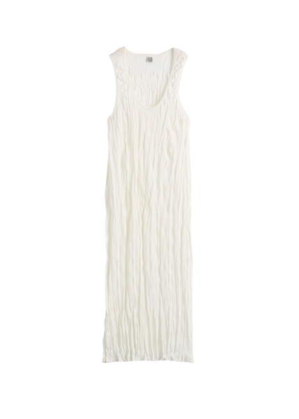 Totême Crinkled Knit Tank Dress White - Dresses - Scandinavian Minimalist Luxury at Luxury Shoes 