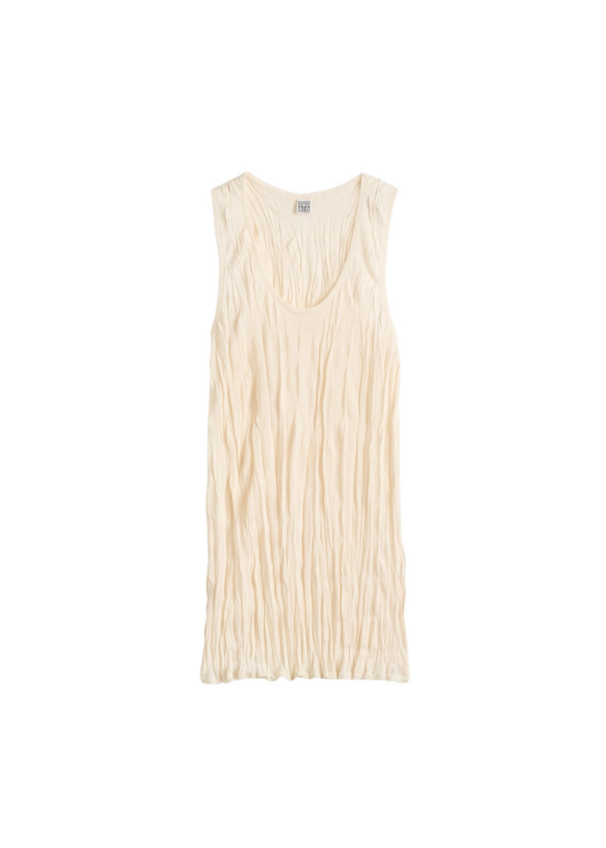 Totême Crinkled Knit Tank Pale Apricot - Tops - Scandinavian Minimalist Luxury at Luxury Shoes 