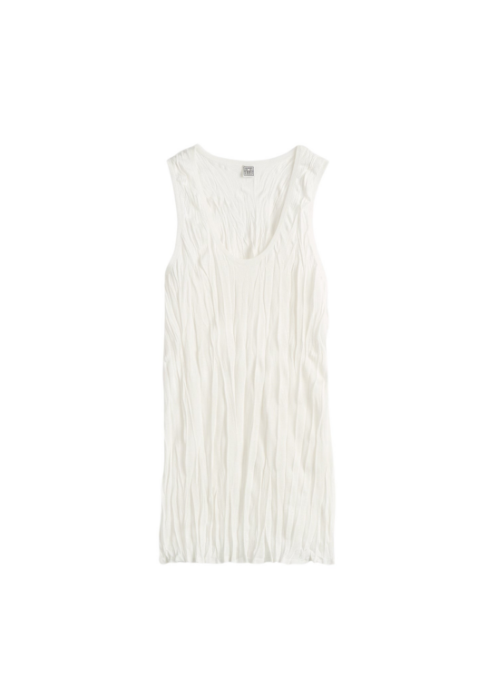 Totême Crinkled Knit Tank White - Tops - Scandinavian Minimalist Luxury at Luxury Shoes 