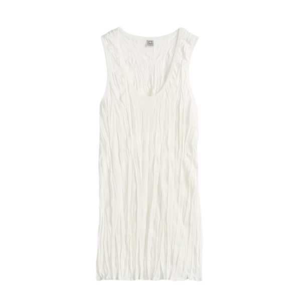 Totême Crinkled Knit Tank White - Tops - Scandinavian Minimalist Luxury at Luxury Shoes 