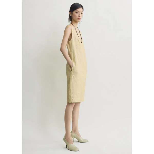 Totême Crinkled Leather Dress Champagne - Dresses - Scandinavian Minimalist Luxury at Luxury Shoes 