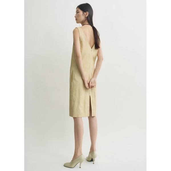 Totême Crinkled Leather Dress Champagne - Dresses - Scandinavian Minimalist Luxury at Luxury Shoes 