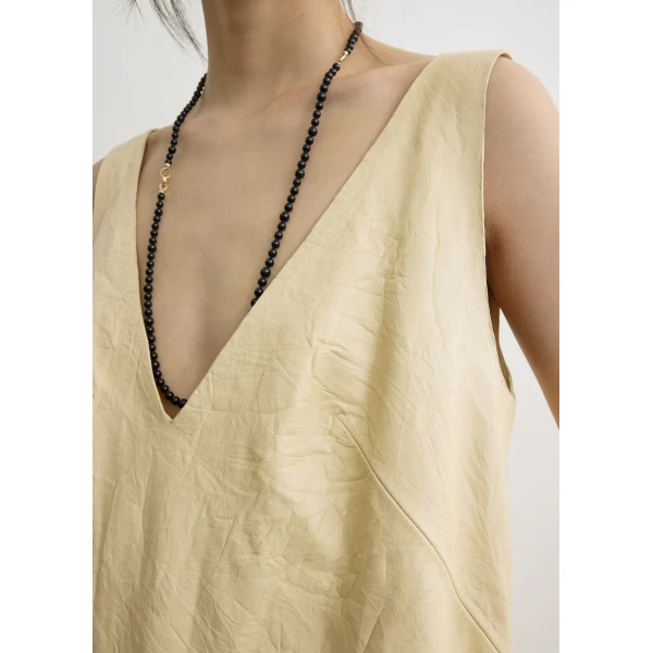 Totême Crinkled Leather Dress Champagne - Dresses - Scandinavian Minimalist Luxury at Luxury Shoes 