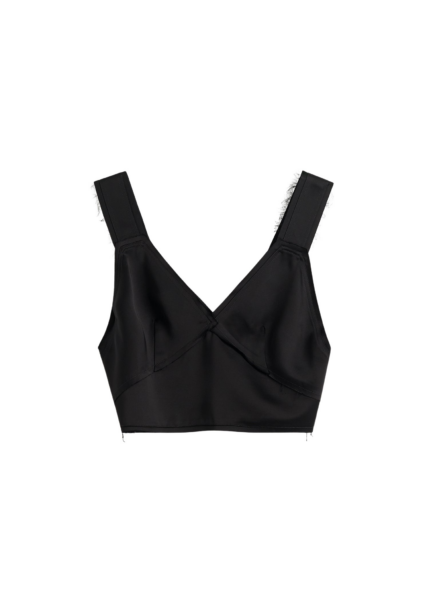 Totême Cropped Satin Camisole Black - Tops - Scandinavian Minimalist Luxury at Luxury Shoes 