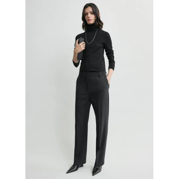 Totême Cropped Suit Trousers Washed Black - Pants - Scandinavian Minimalist Luxury at Luxury Shoes 