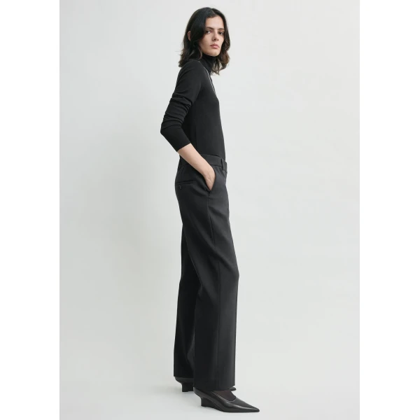 Totême Cropped Suit Trousers Washed Black - Pants - Scandinavian Minimalist Luxury at Luxury Shoes 