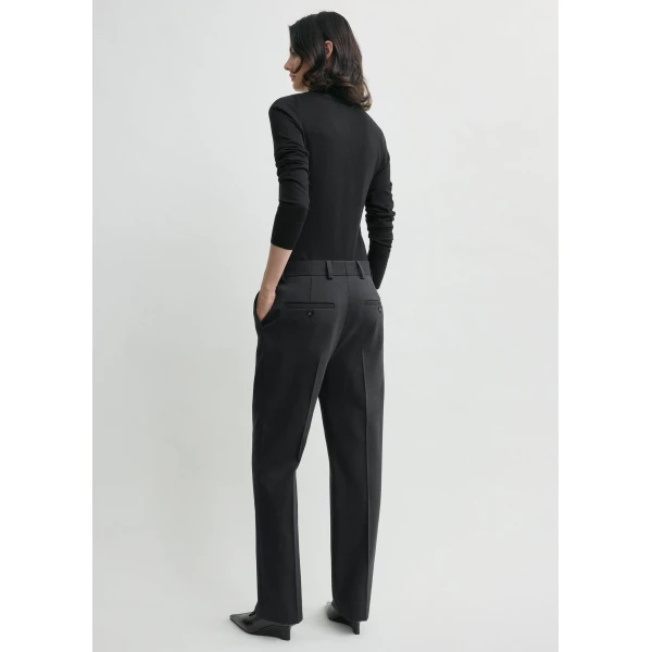 Totême Cropped Suit Trousers Washed Black - Pants - Scandinavian Minimalist Luxury at Luxury Shoes 