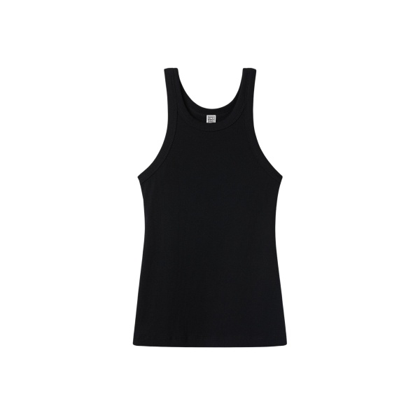 Totême Curved Rib Tank Black - Tops - Scandinavian Minimalist Luxury at Luxury Shoes 